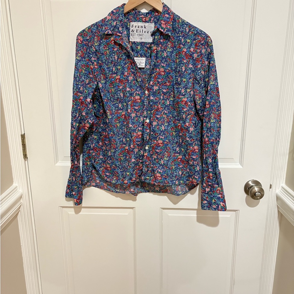 Frank & Eileen Blue Floral silvio Shirt